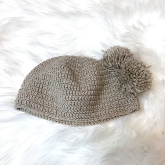 Vintage Hand Made Boho Tan Crochet Tassel Ball Winter Hat Beanie One Size - Picture 8 of 10